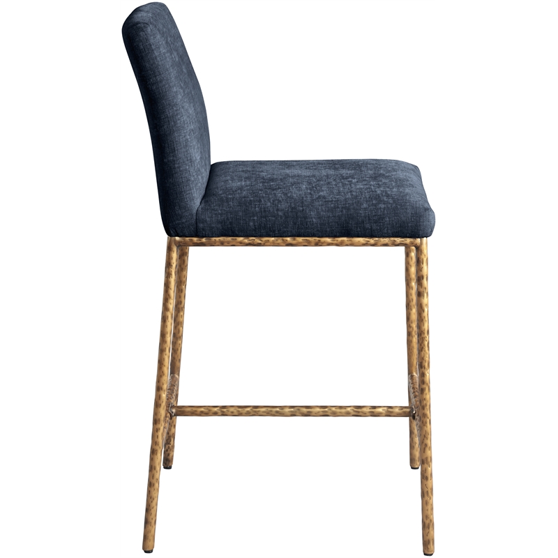 Meridian Furniture Reeves Navy Chenille Upholstered Counter Stool (Set of 2)