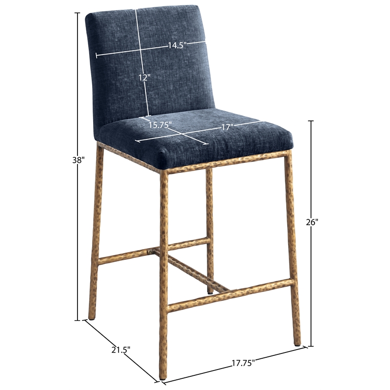 Meridian Furniture Reeves Navy Chenille Upholstered Counter Stool (Set of 2)