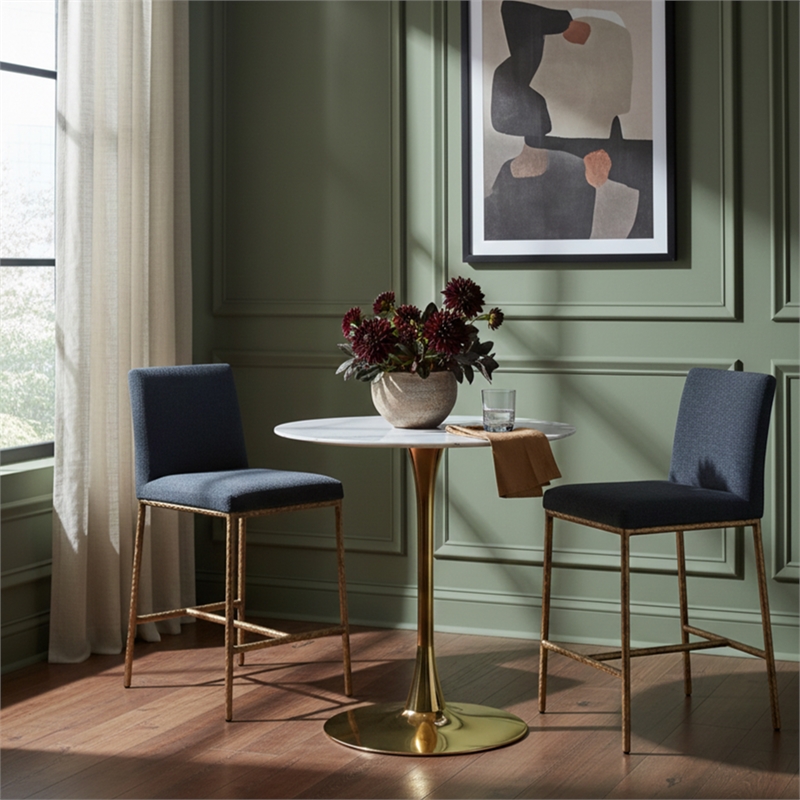Meridian Furniture Reeves Navy Chenille Upholstered Counter Stool (Set of 2)