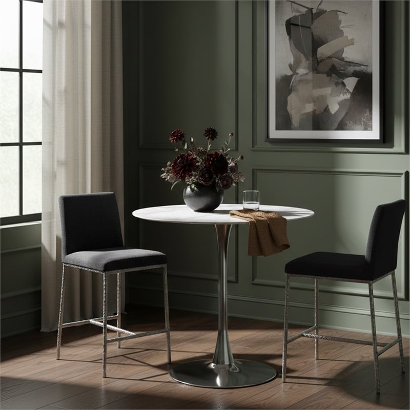 Meridian Furniture Reeves Black Chenille Upholstered Counter Stool (Set of 2)