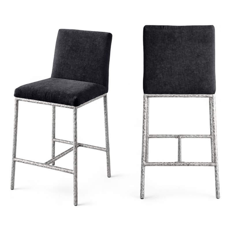 Meridian Furniture Reeves Black Chenille Upholstered Counter Stool (Set of 2)