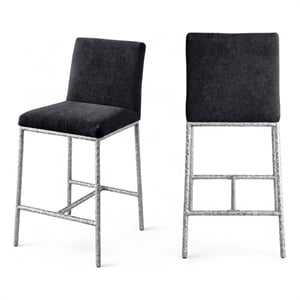 Meridian Furniture Reeves Black Chenille Upholstered Counter Stool (Set of 2)