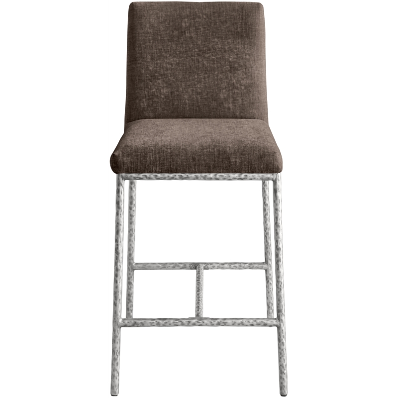 Meridian Furniture Reeves Brown Chenille Upholstered Counter Stool (Set of 2)