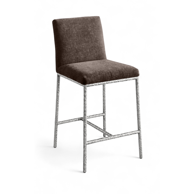 Meridian Furniture Reeves Brown Chenille Upholstered Counter Stool (Set of 2)