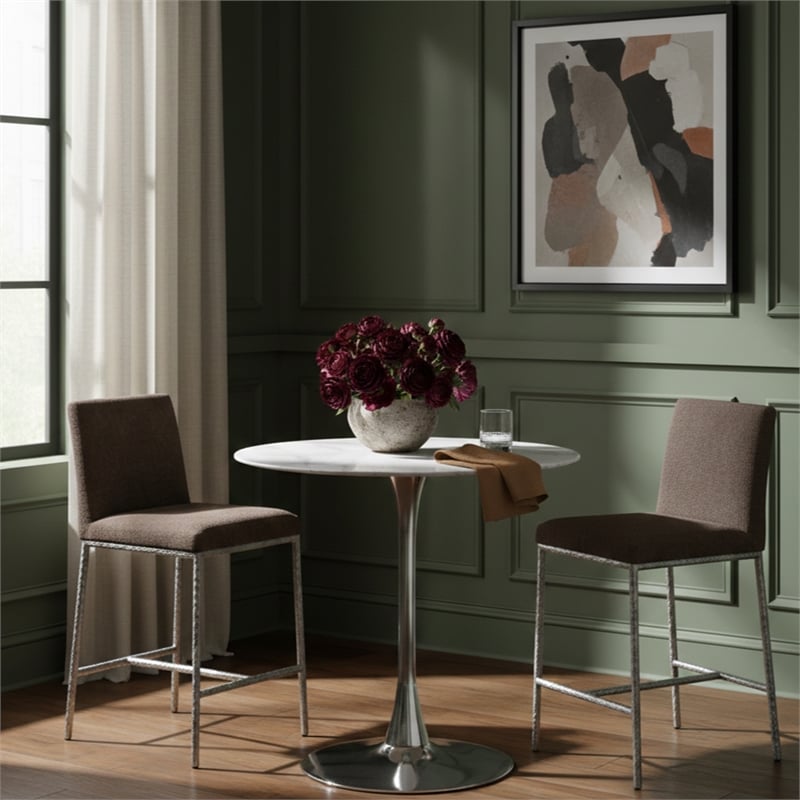 Meridian Furniture Reeves Brown Chenille Upholstered Counter Stool (Set of 2)