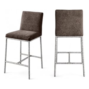 Meridian Furniture Reeves Brown Chenille Upholstered Counter Stool (Set of 2)
