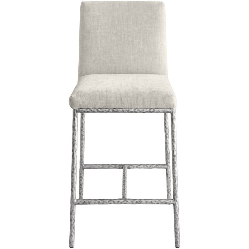 Meridian Furniture Reeves Cream Chenille Upholstered Counter Stool (Set of 2)