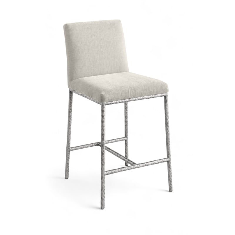 Meridian Furniture Reeves Cream Chenille Upholstered Counter Stool (Set of 2)