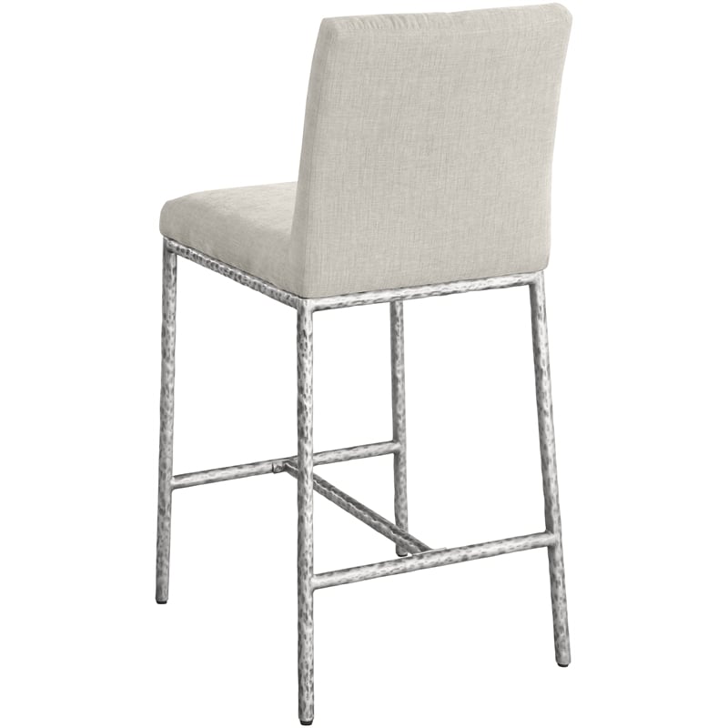 Meridian Furniture Reeves Cream Chenille Upholstered Counter Stool (Set of 2)