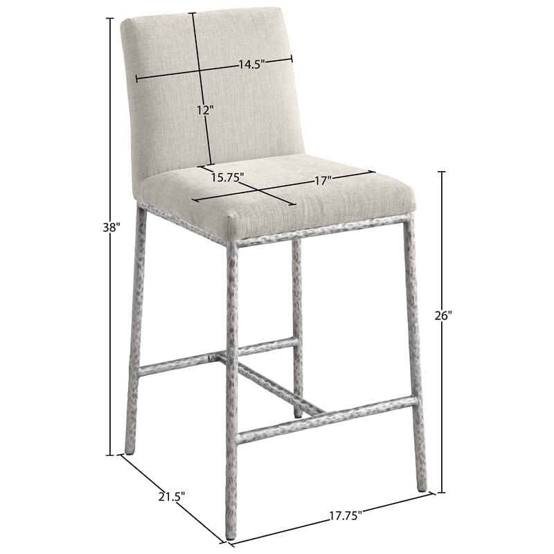 Meridian Furniture Reeves Cream Chenille Upholstered Counter Stool (Set of 2)