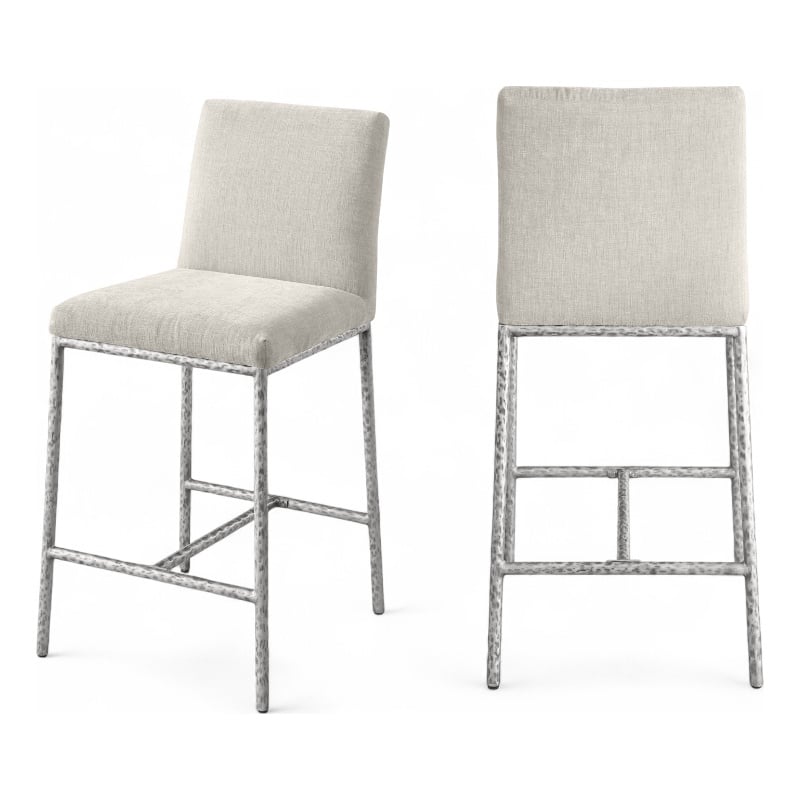 Meridian Furniture Reeves Cream Chenille Upholstered Counter Stool (Set of 2)