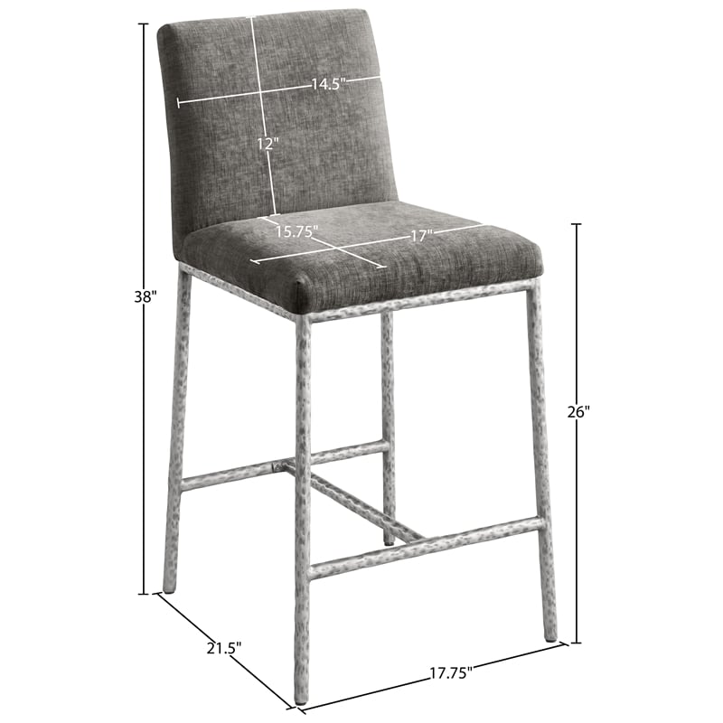 Meridian Furniture Reeves Grey Chenille Upholstered Counter Stool (Set of 2)