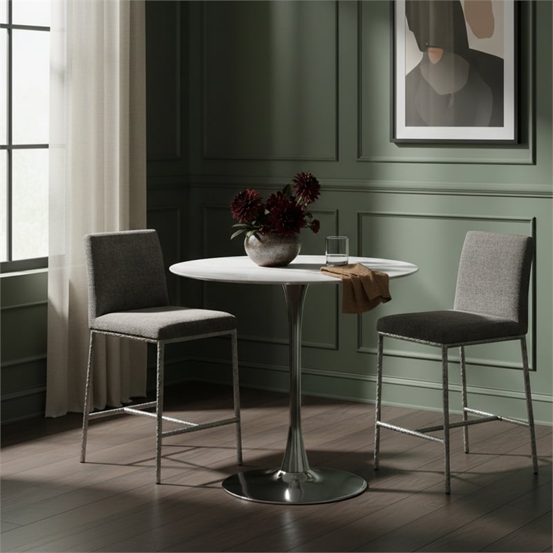 Meridian Furniture Reeves Grey Chenille Upholstered Counter Stool (Set of 2)