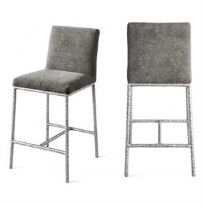 Meridian Furniture Reeves Grey Chenille Upholstered Counter Stool (Set of 2)