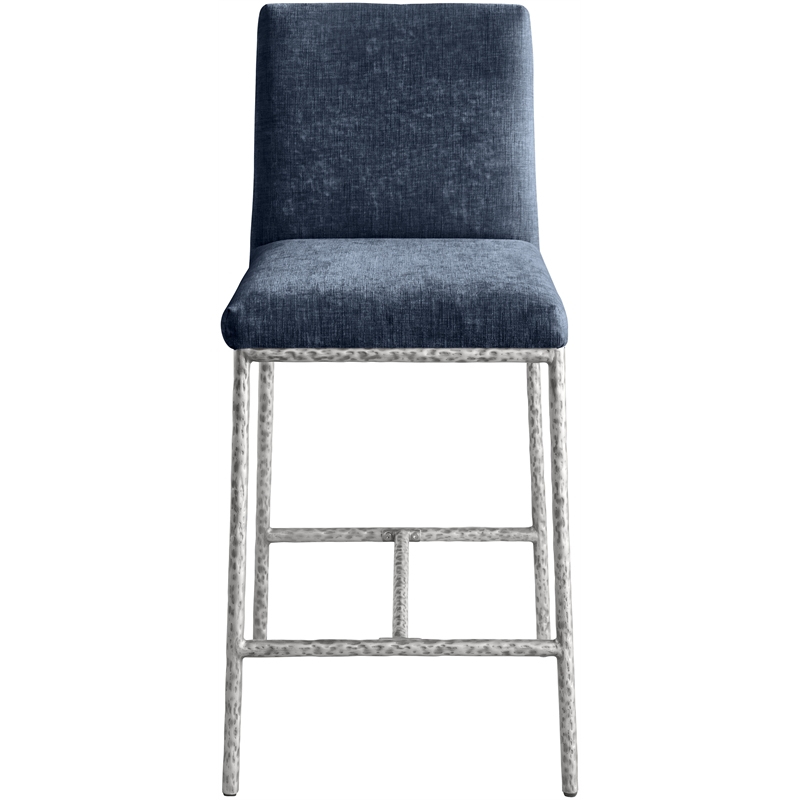 Meridian Furniture Reeves Navy Chenille Upholstered Counter Stool (Set of 2)