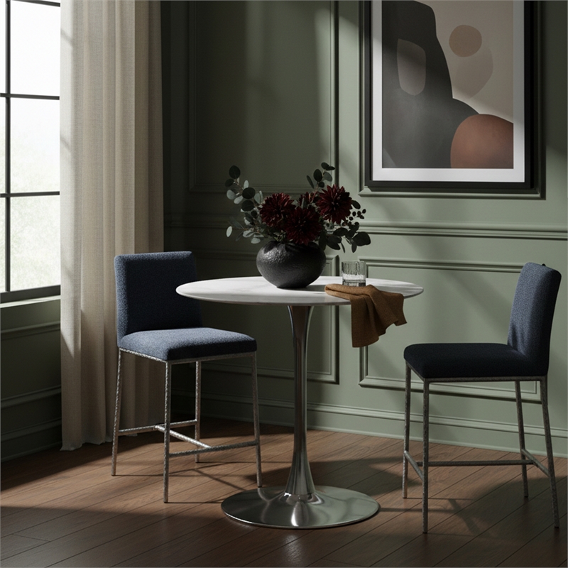 Meridian Furniture Reeves Navy Chenille Upholstered Counter Stool (Set of 2)
