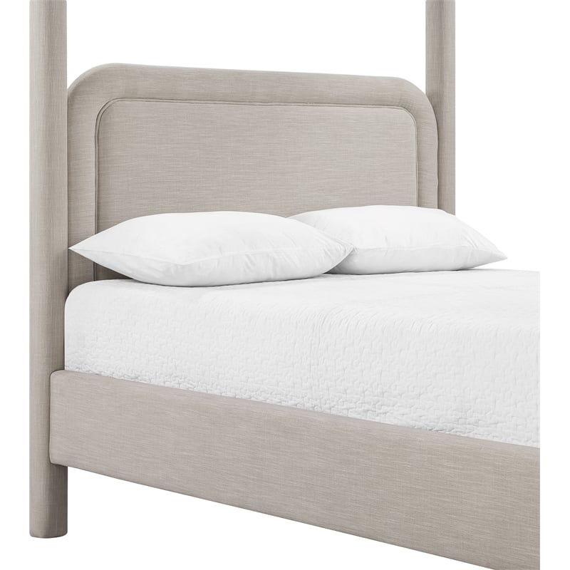 Meridian Furniture Salina Beige Linen Textured Fabric Upholstered King Bed