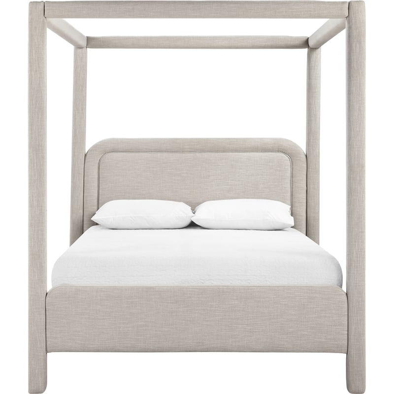 Meridian Furniture Salina Beige Linen Textured Fabric Upholstered Queen Bed