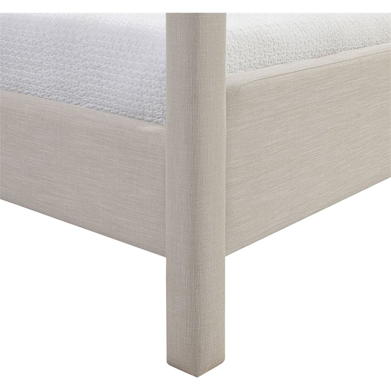 Meridian Furniture Salina Beige Linen Textured Fabric Upholstered Queen Bed