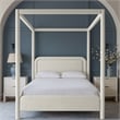 Meridian Furniture Salina Cream Linen Textured Fabric Upholstered Full Bed