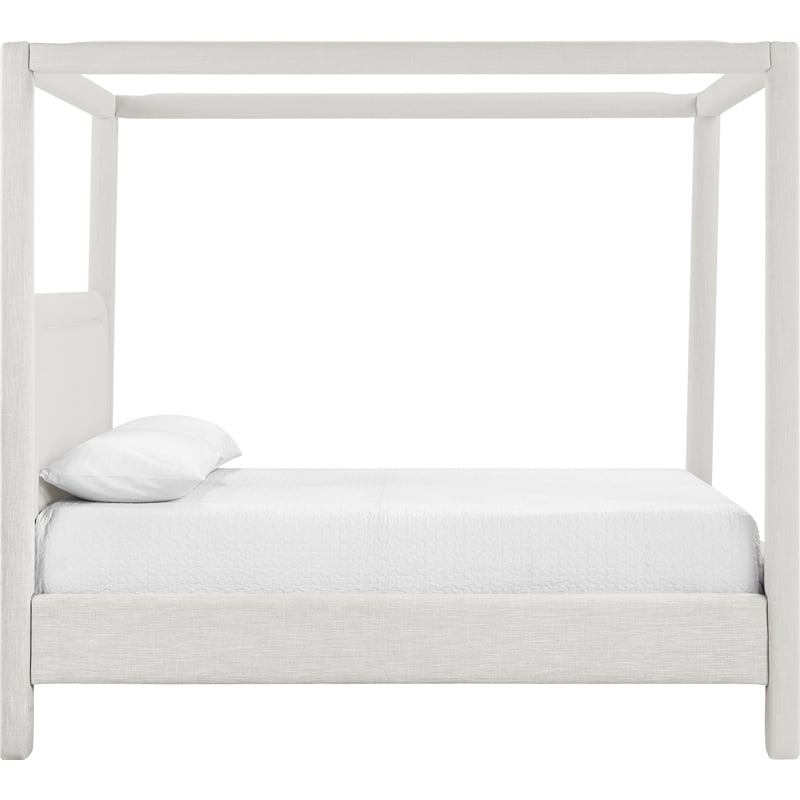 Meridian Furniture Salina Cream Linen Textured Fabric Upholstered Queen Bed