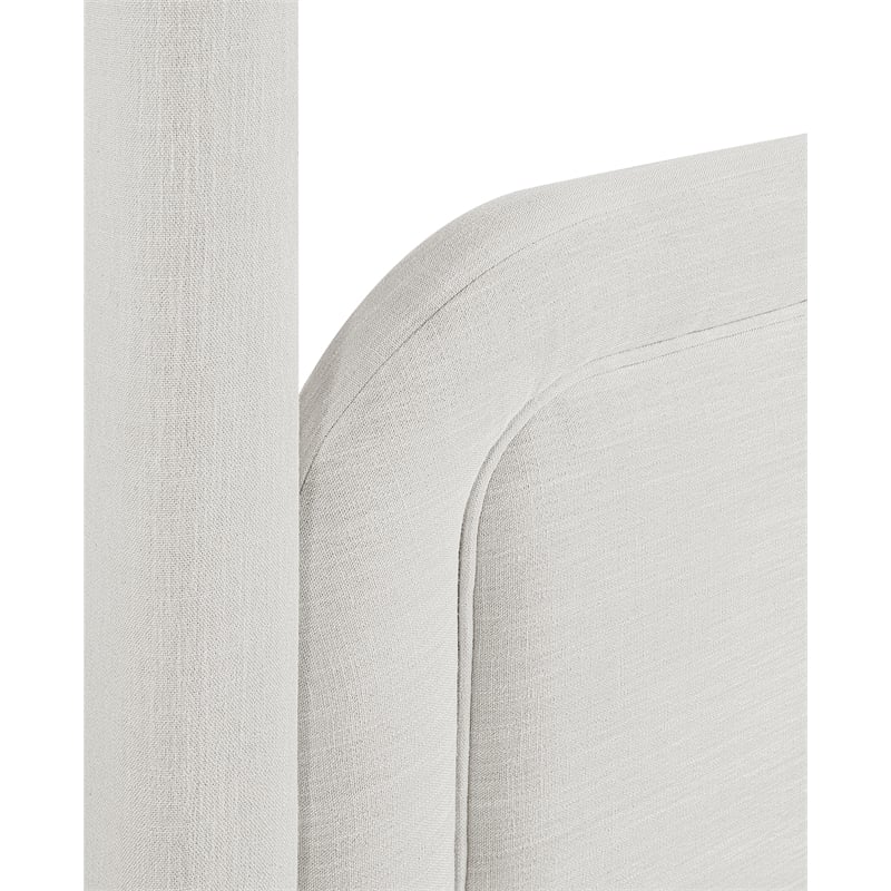 Meridian Furniture Salina Cream Linen Textured Fabric Upholstered Queen Bed