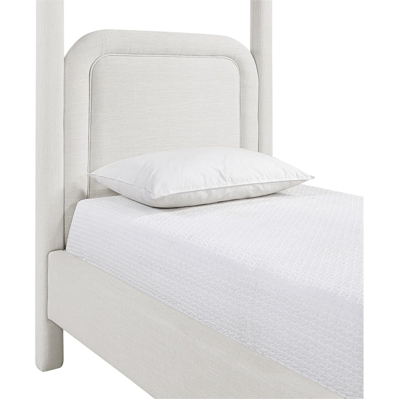 Meridian Furniture Salina Cream Linen Textured Fabric Upholstered Twin Bed