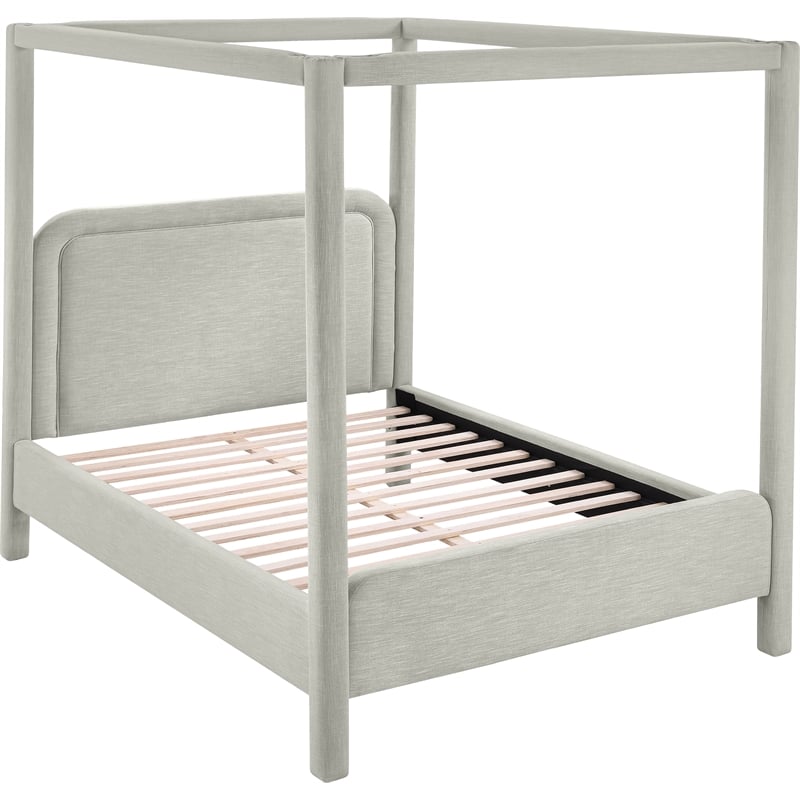 Meridian Furniture Salina Grey Linen Textured Fabric Upholstered Full Bed