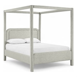 Meridian Furniture Salina Grey Linen Textured Fabric Upholstered Queen Bed