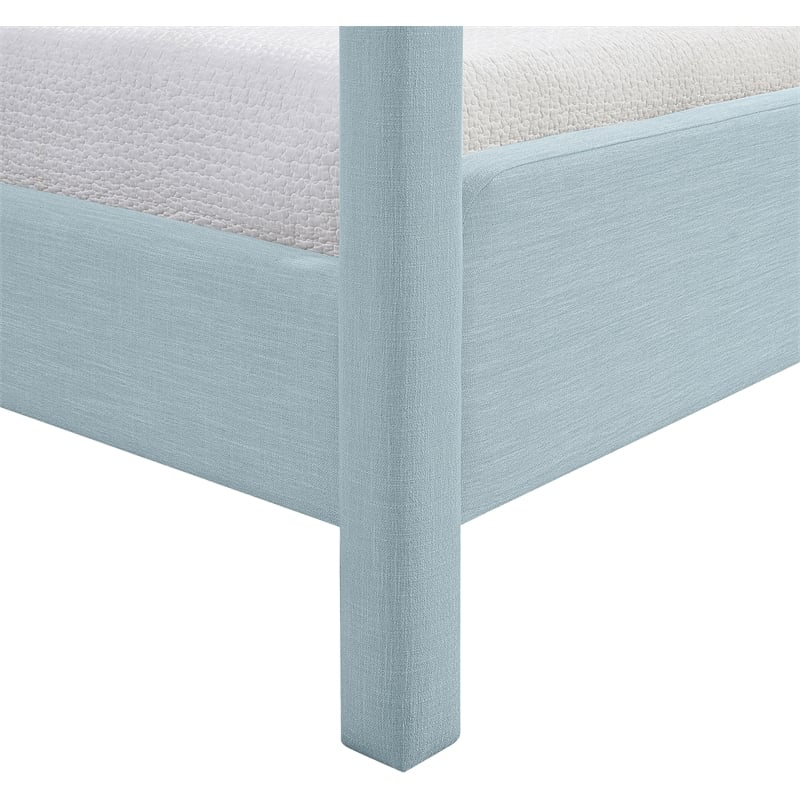 Meridian Furniture Salina Light Blue Linen Textured Fabric Upholstered Twin Bed