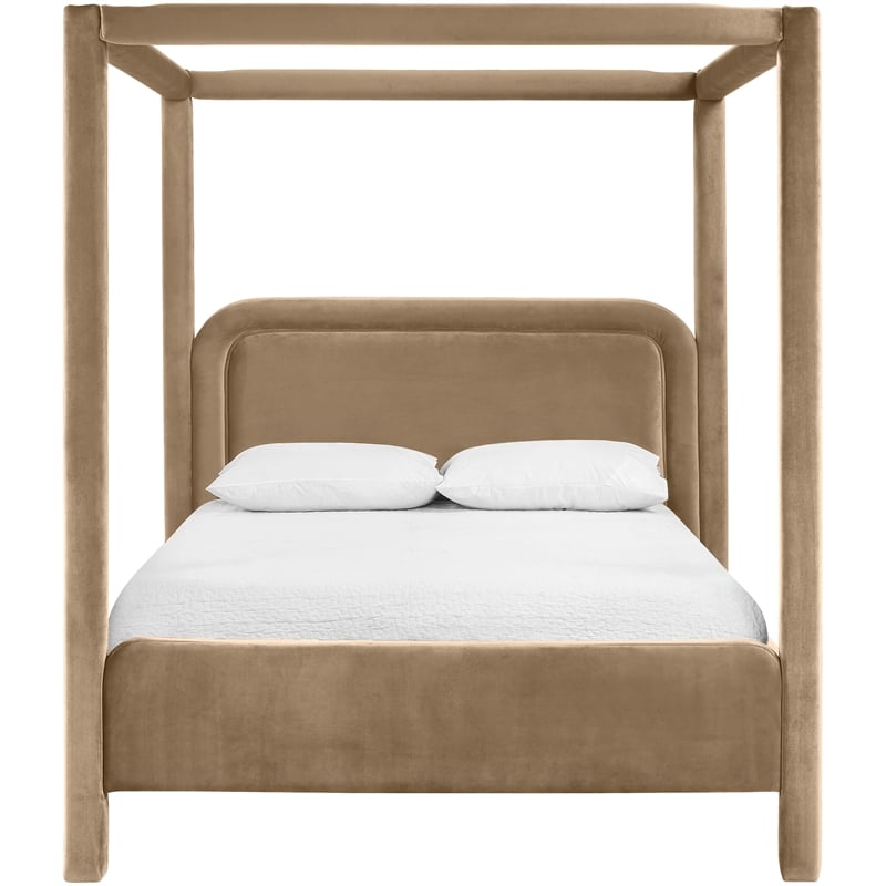 Meridian Furniture Salina Beige Velvet Upholstered Full Bed