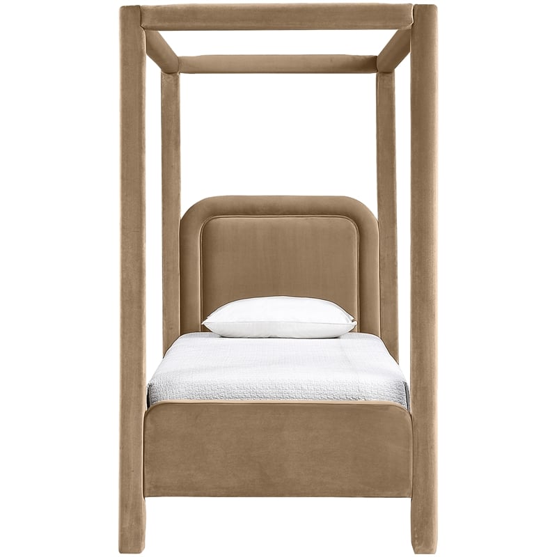 Meridian Furniture Salina Beige Velvet Upholstered Twin Bed