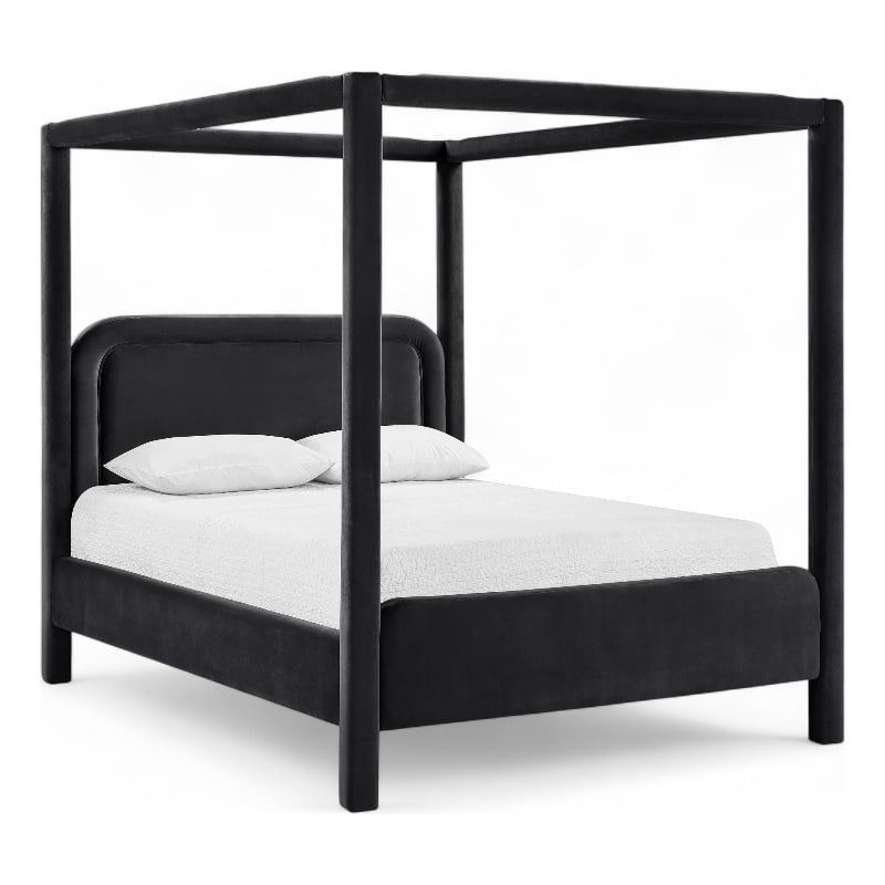Meridian Furniture Salina Black Velvet Upholstered Queen Bed