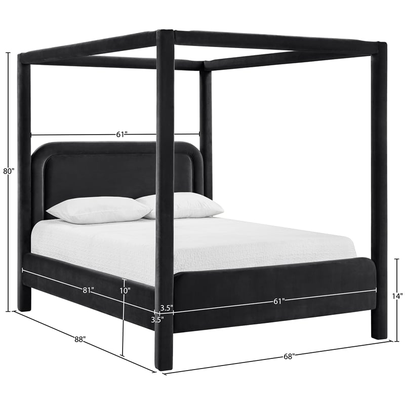 Meridian Furniture Salina Black Velvet Upholstered Queen Bed