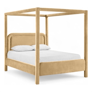 Meridian Furniture Salina Camel Velvet Upholstered Queen Bed