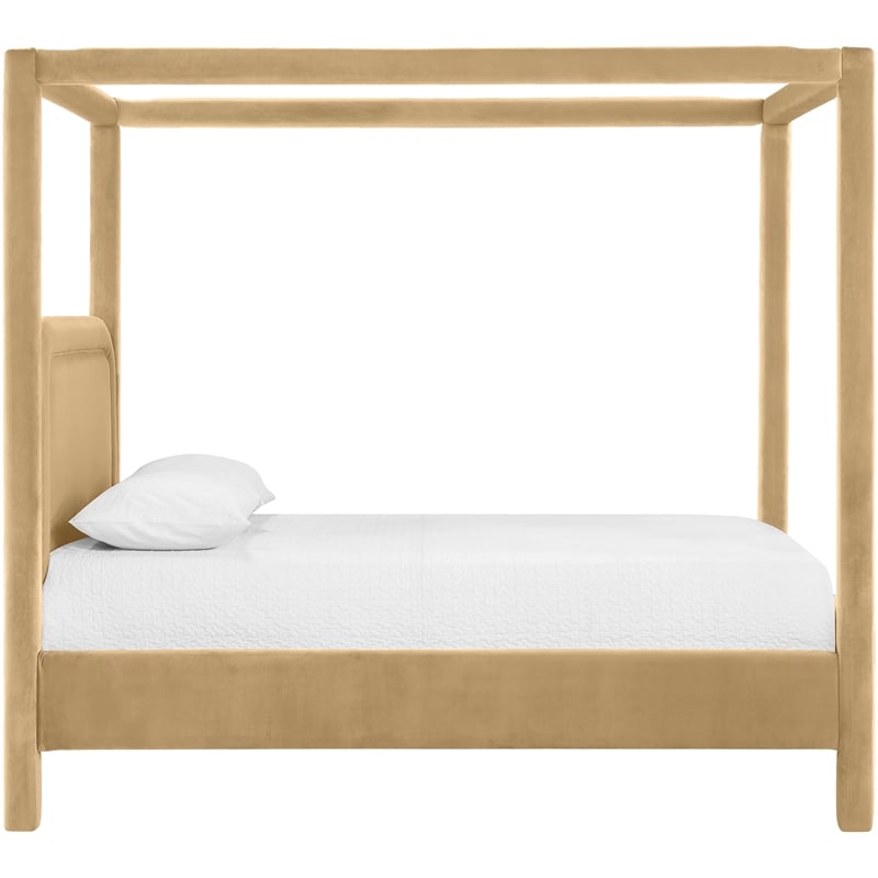 Meridian Furniture Salina Camel Velvet Upholstered Queen Bed