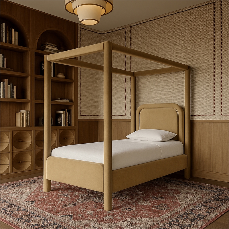 Meridian Furniture Salina Camel Velvet Upholstered Twin Bed