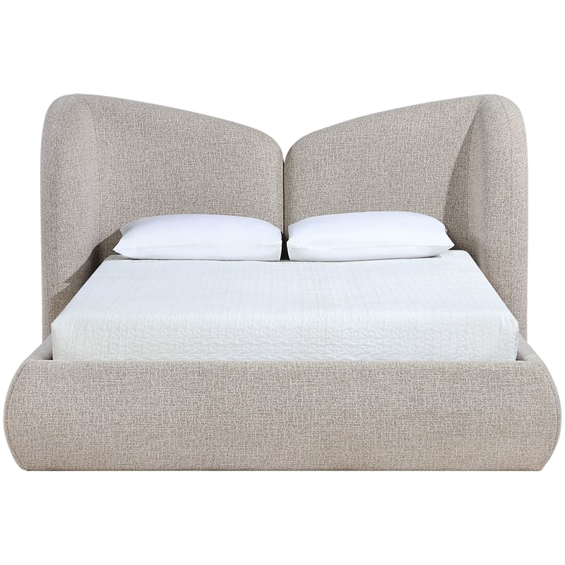 Meridian Furniture Elowen Beige Chenille Fabric Upholstered King Bed