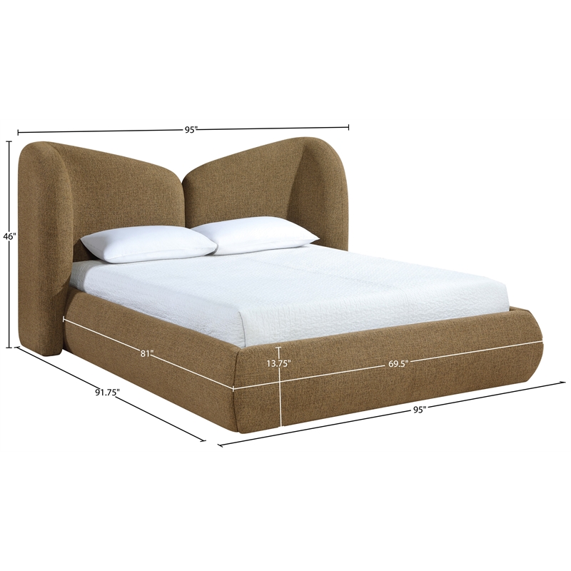 Meridian Furniture Elowen Brown Chenille Fabric Upholstered King Bed