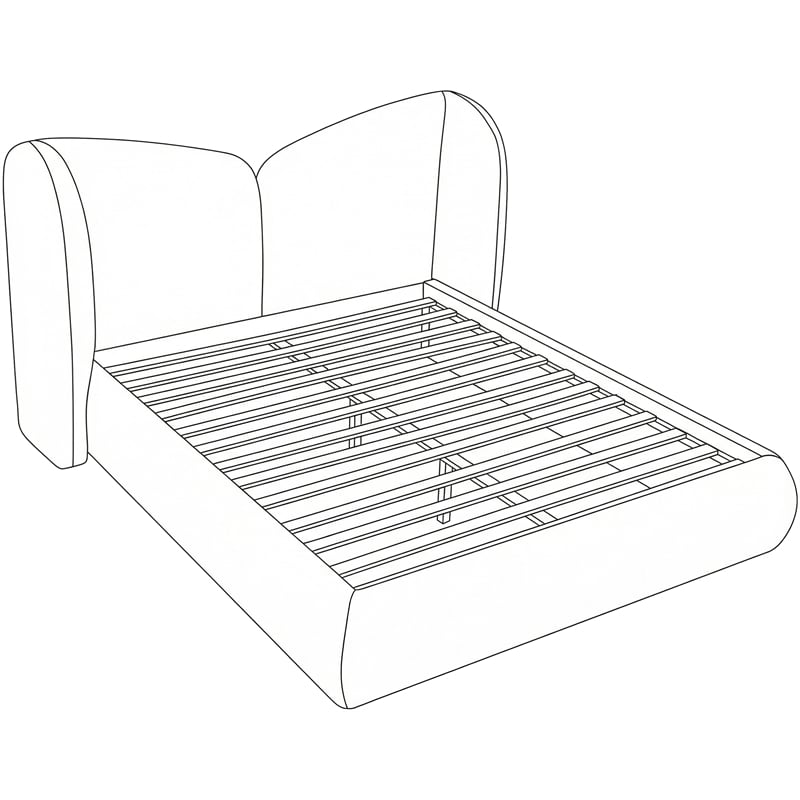 Meridian Furniture Elowen Cream Chenille Fabric Upholstered Queen Bed
