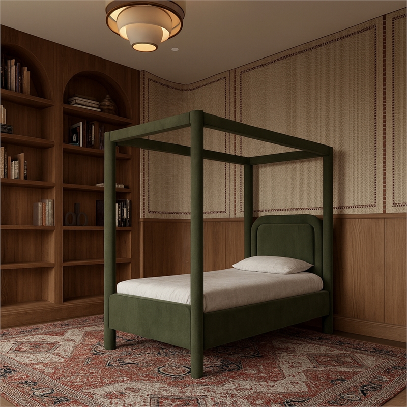 Meridian Furniture Salina Green Velvet Upholstered Twin Bed