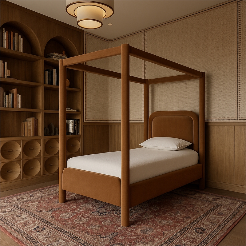 Meridian Furniture Salina Saddle Velvet Upholstered Twin Bed