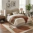 Meridian Furniture Elowen Beige Chenille Fabric Upholstered Full Bed