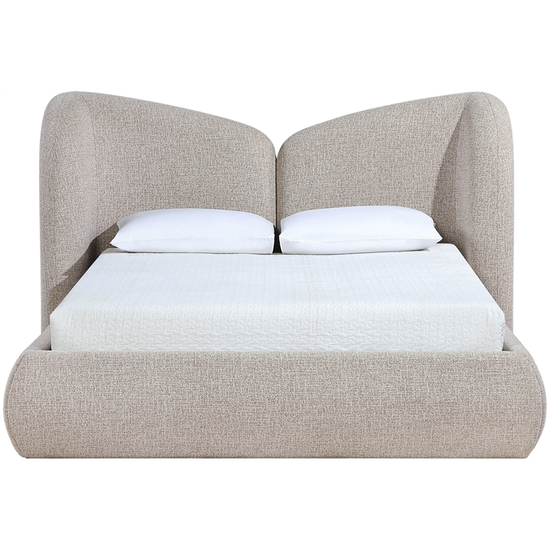 Meridian Furniture Elowen Beige Chenille Fabric Upholstered Full Bed
