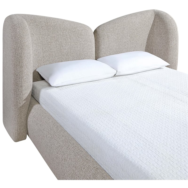 Meridian Furniture Elowen Beige Chenille Fabric Upholstered Full Bed