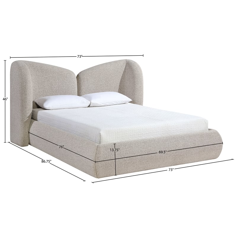 Meridian Furniture Elowen Beige Chenille Fabric Upholstered Full Bed