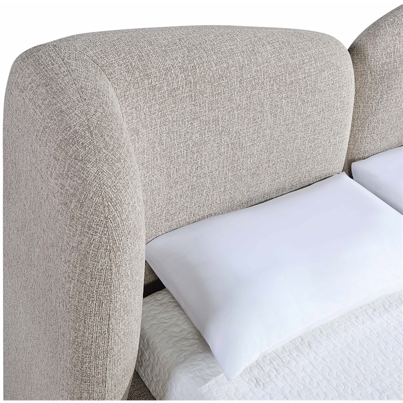 Meridian Furniture Elowen Beige Chenille Fabric Upholstered Full Bed