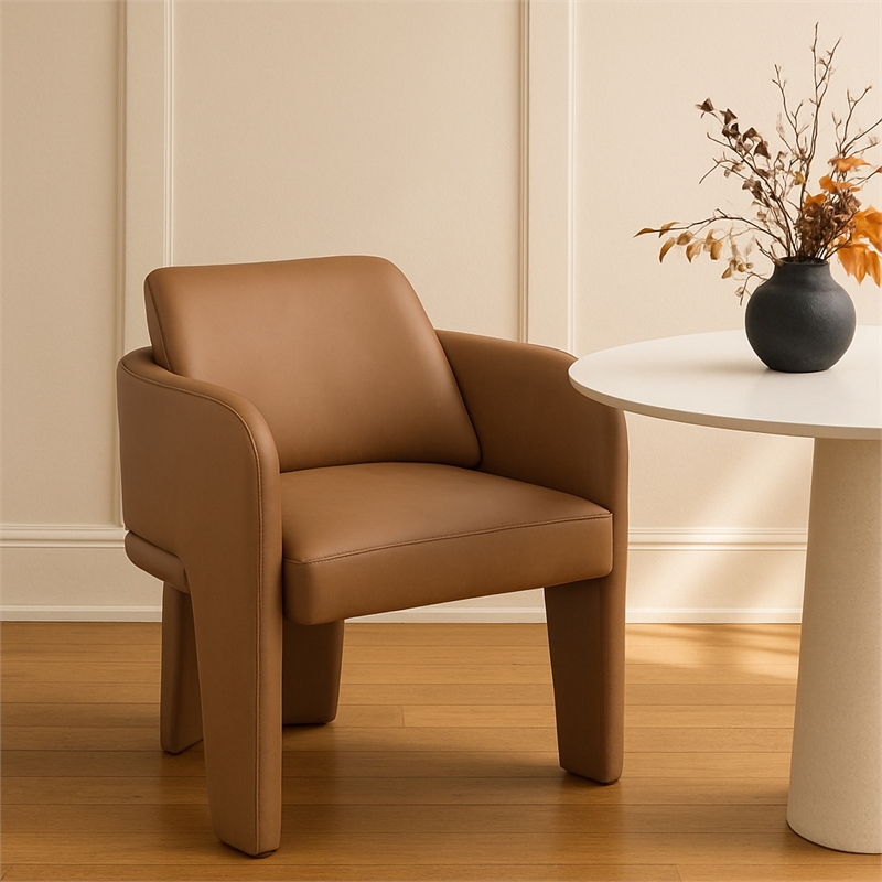 Meridian Furniture Vanda Cognac Vegan Leather Upholstered Dining Chair