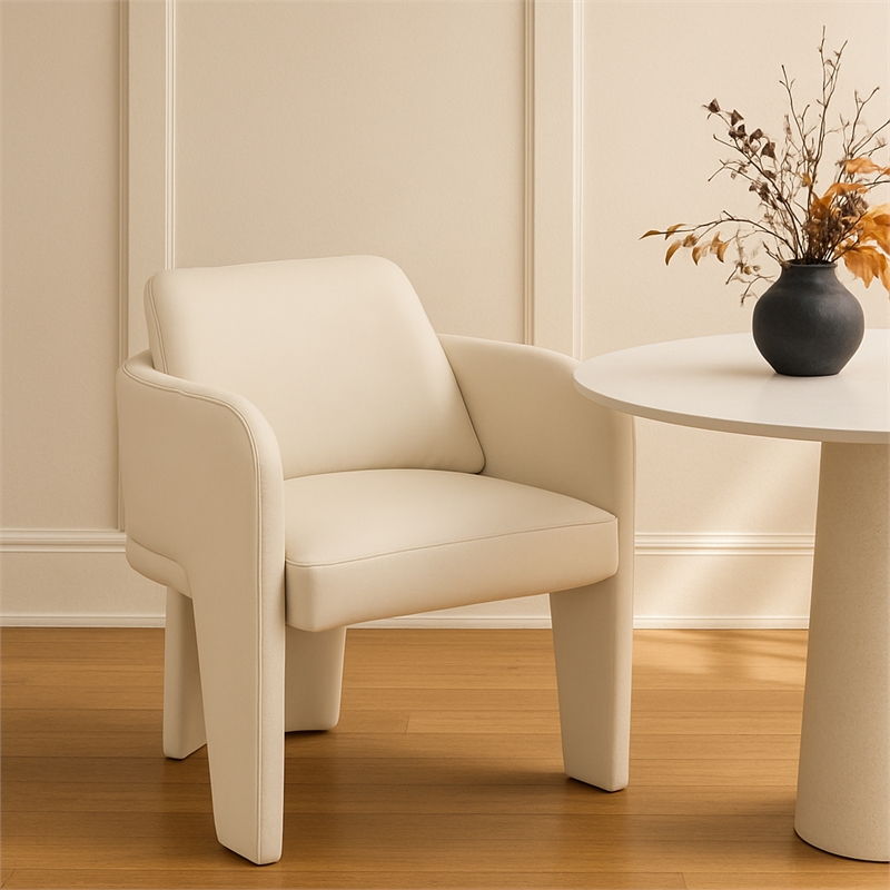 Meridian Furniture Vanda Cream Vegan Leather Upholstered Dining Chair