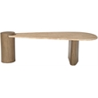 Meridian Furniture Taverna Natural Travertine Top And Oak Wood Base Coffee Table